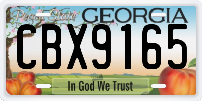 GA license plate CBX9165