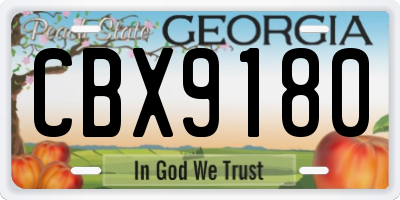 GA license plate CBX9180