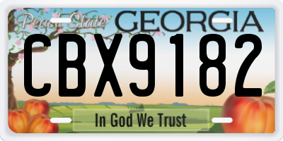 GA license plate CBX9182
