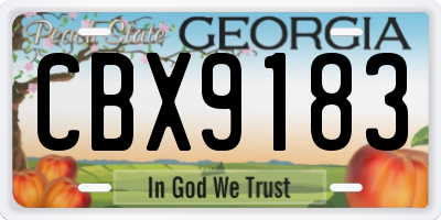 GA license plate CBX9183
