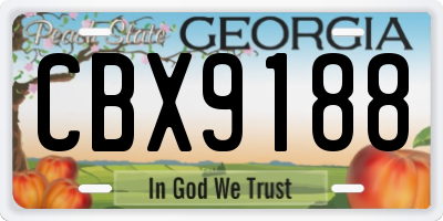 GA license plate CBX9188