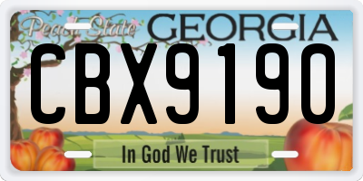 GA license plate CBX9190
