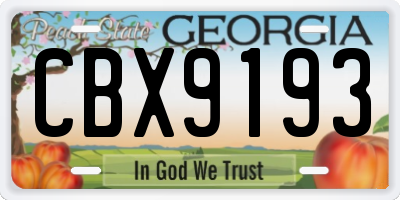GA license plate CBX9193