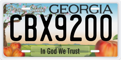 GA license plate CBX9200