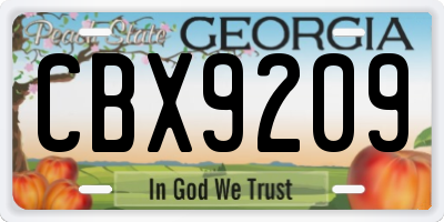 GA license plate CBX9209