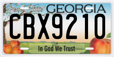 GA license plate CBX9210