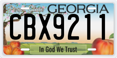 GA license plate CBX9211