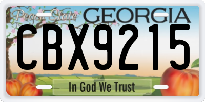 GA license plate CBX9215