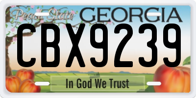 GA license plate CBX9239