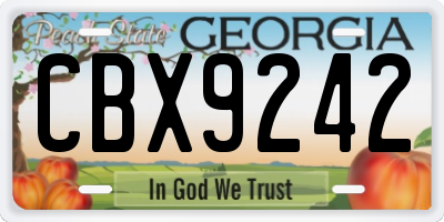 GA license plate CBX9242