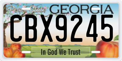 GA license plate CBX9245