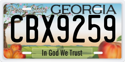GA license plate CBX9259