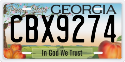 GA license plate CBX9274