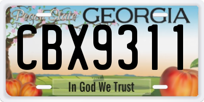 GA license plate CBX9311