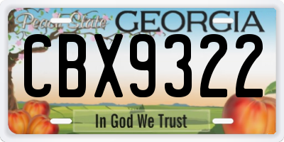 GA license plate CBX9322