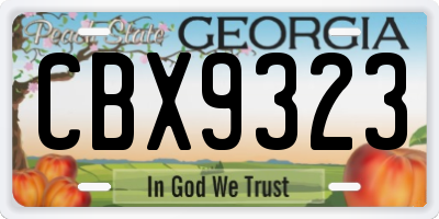 GA license plate CBX9323