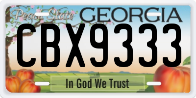 GA license plate CBX9333