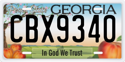 GA license plate CBX9340