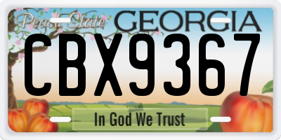 GA license plate CBX9367