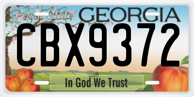 GA license plate CBX9372