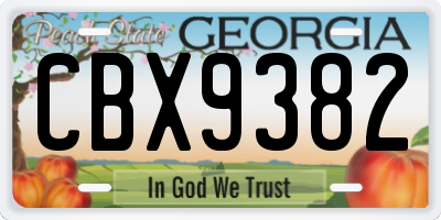 GA license plate CBX9382