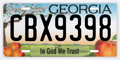 GA license plate CBX9398