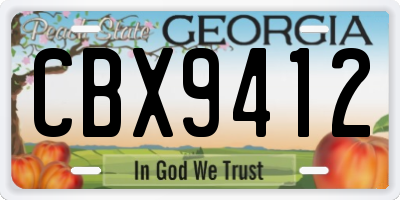 GA license plate CBX9412