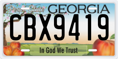 GA license plate CBX9419