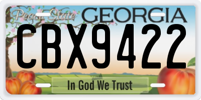 GA license plate CBX9422
