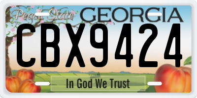GA license plate CBX9424