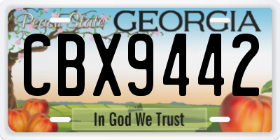 GA license plate CBX9442