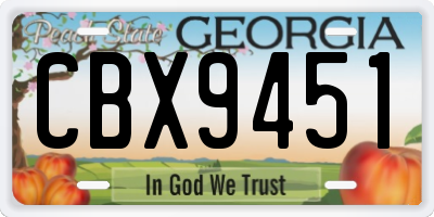 GA license plate CBX9451