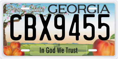 GA license plate CBX9455