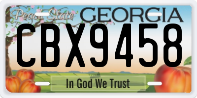 GA license plate CBX9458