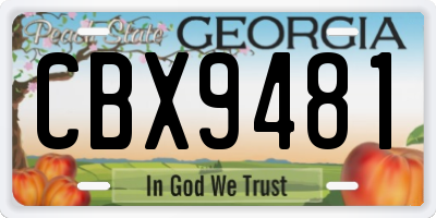 GA license plate CBX9481