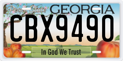 GA license plate CBX9490