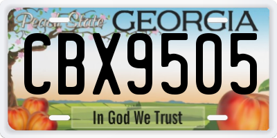 GA license plate CBX9505