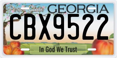 GA license plate CBX9522