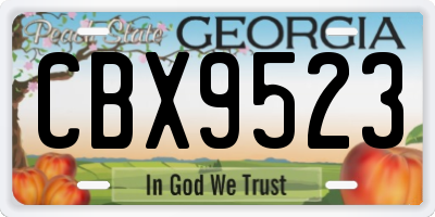 GA license plate CBX9523