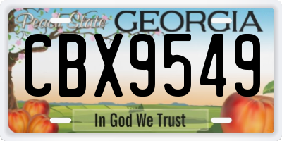 GA license plate CBX9549