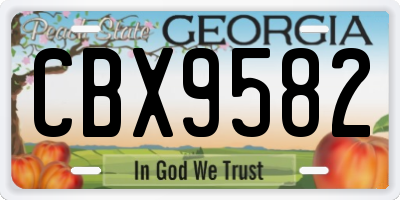 GA license plate CBX9582