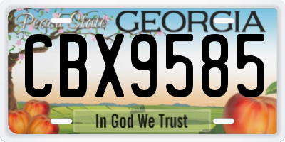 GA license plate CBX9585