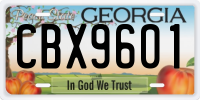 GA license plate CBX9601