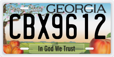 GA license plate CBX9612