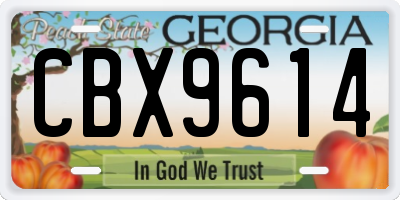 GA license plate CBX9614