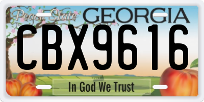 GA license plate CBX9616