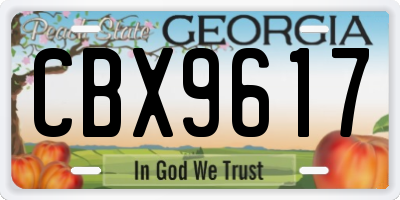 GA license plate CBX9617
