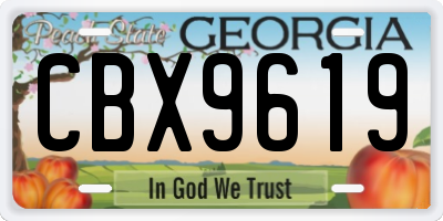 GA license plate CBX9619