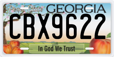 GA license plate CBX9622