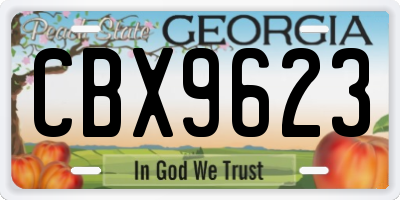 GA license plate CBX9623